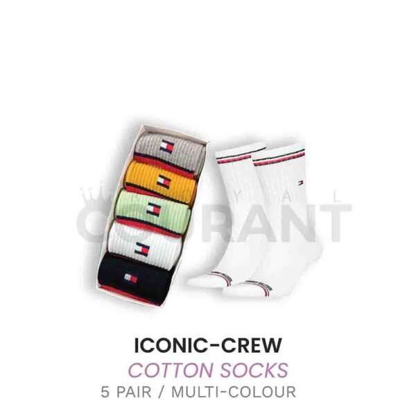 Socks Iconic in 5 different color pairs of cotton stretch Socks -High Quality