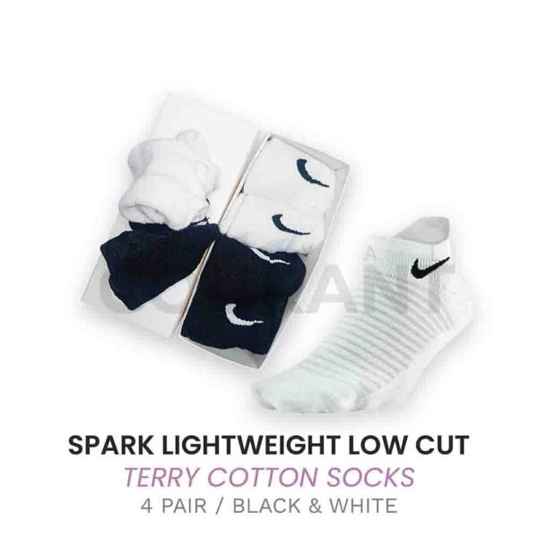 Spark Lightweight Everyday Terry Soled mesh knitted Low cut ankle Socks - High Quality -4 pair