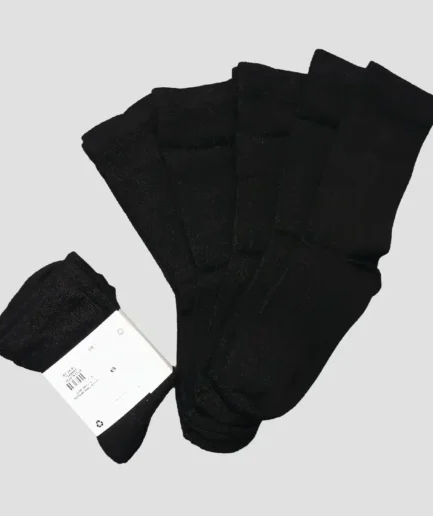 Kids Black Rib Cotton Crew School Socks - Soft and Breathable - Pack of 5